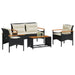 Set mobilier de grădină cu perne, 4 piese, negru, poliratan - WALTI WALTI