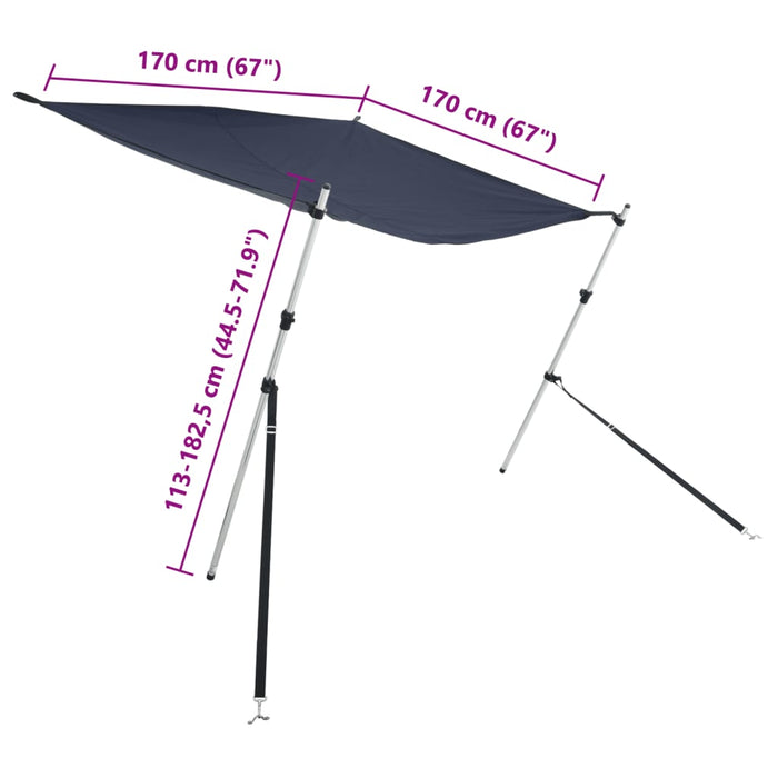 Set extensie parasolar T-Top, albastru, 170x170x(113-182,5) cm - WALTI WALTI