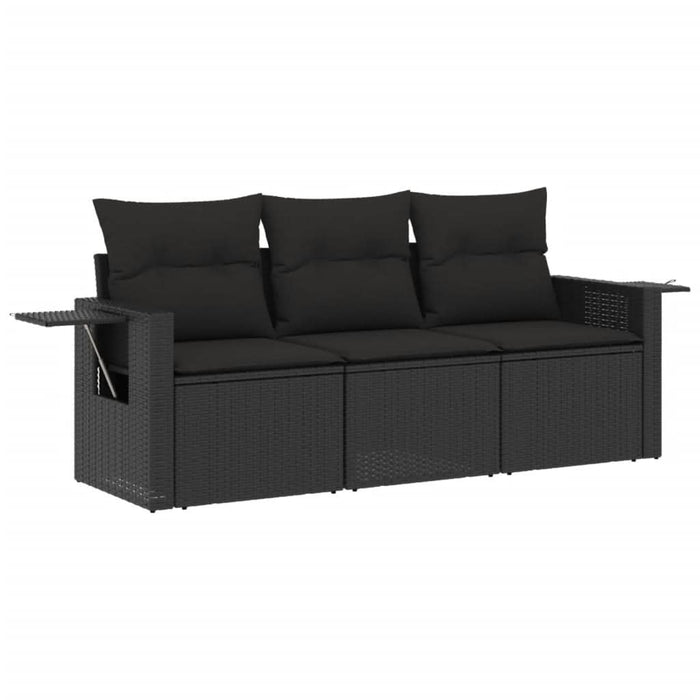 Set mobilier de grădină cu perne, 3 piese, negru, poliratan - WALTI WALTI