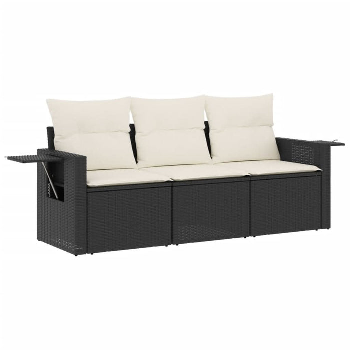 Set mobilier de grădină cu perne, 3 piese, negru, poliratan - WALTI WALTI