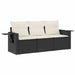 Set mobilier de grădină cu perne, 3 piese, negru, poliratan - WALTI WALTI