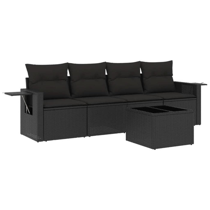 Set mobilier de grădină cu perne, 5 piese, negru, poliratan - WALTI WALTI