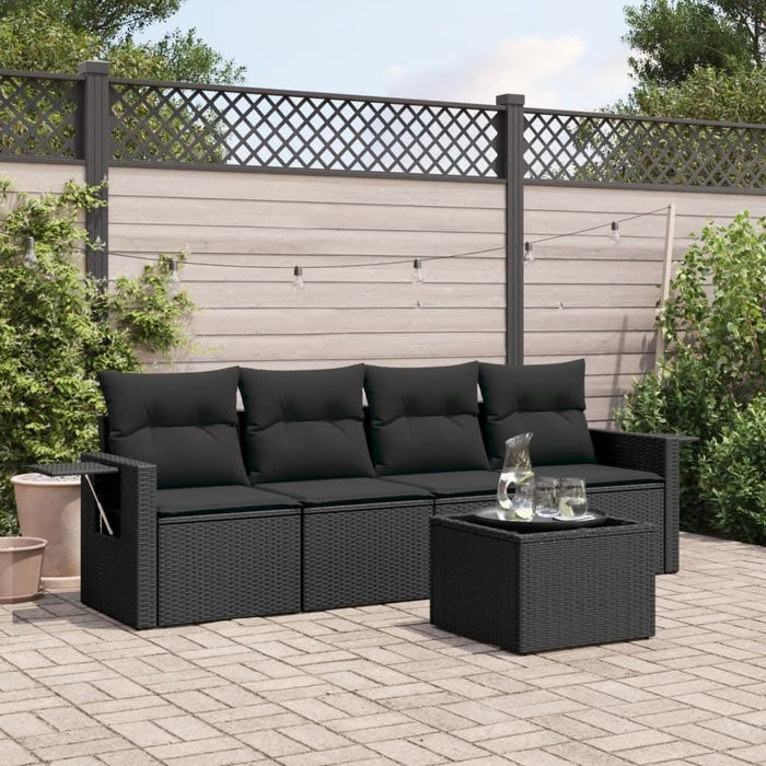 Set mobilier de grădină cu perne, 5 piese, negru, poliratan - WALTI WALTI