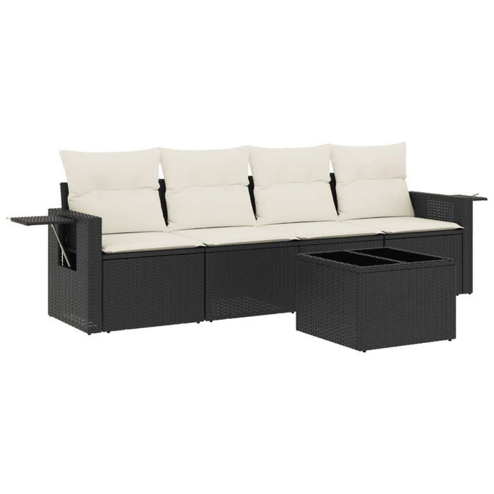 Set mobilier de grădină cu perne, 5 piese, negru, poliratan - WALTI WALTI
