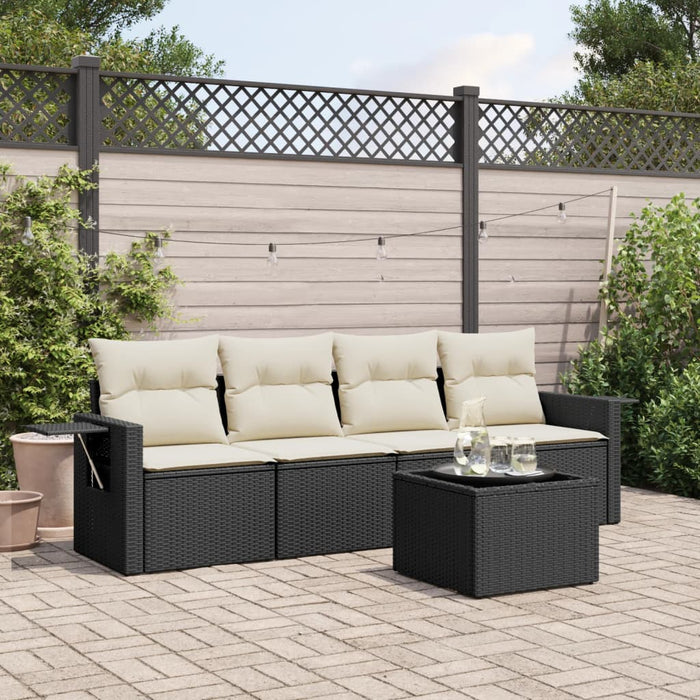 Set mobilier de grădină cu perne, 5 piese, negru, poliratan - WALTI WALTI