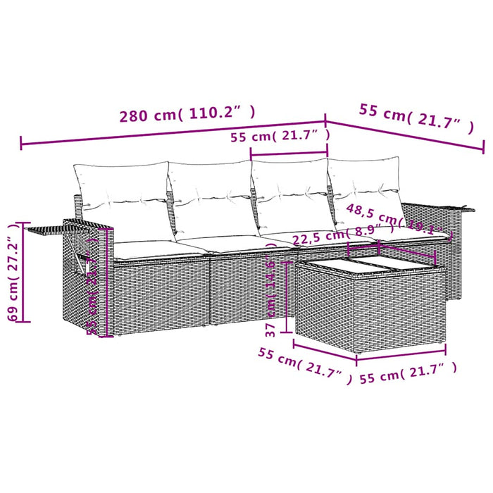 Set canapele de grădină cu perne, 5 piese gri deschis poliratan - WALTI WALTI
