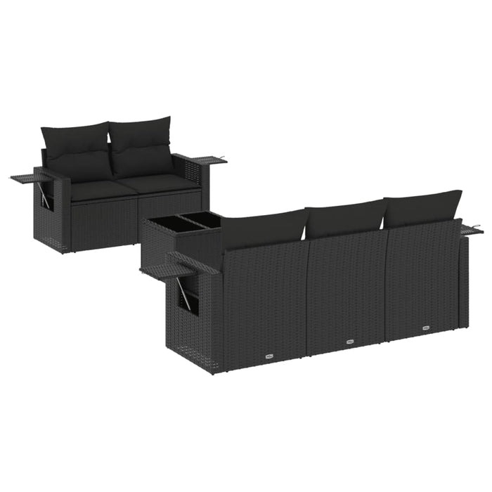 Set mobilier de grădină cu perne, 6 piese, negru, poliratan - WALTI WALTI