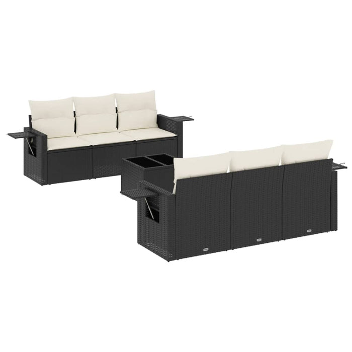Set canapele de grădină cu perne, 7 piese, negru, poliratan - WALTI WALTI