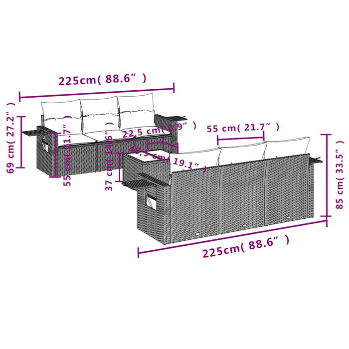 Set canapele de grădină cu perne, 7piese gri deschis poliratan - WALTI WALTI