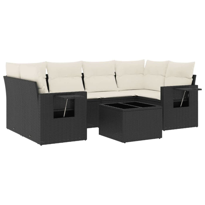 Set canapele de grădină cu perne, 7 piese, negru, poliratan - WALTI WALTI