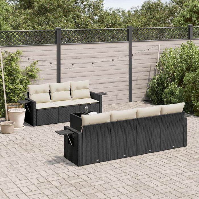 Set mobilier de grădină cu perne, 8 piese, negru, poliratan - WALTI WALTI