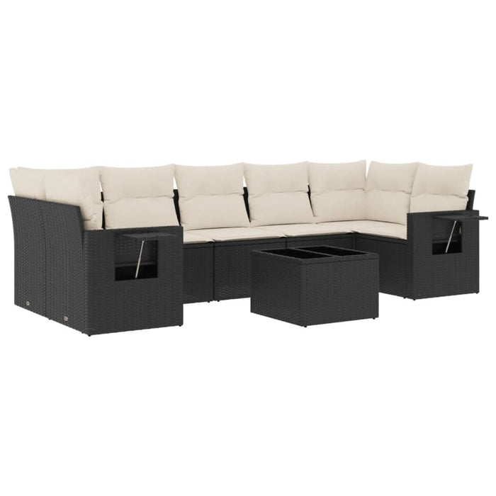 Set mobilier de grădină cu perne, 8 piese, negru, poliratan - WALTI WALTI