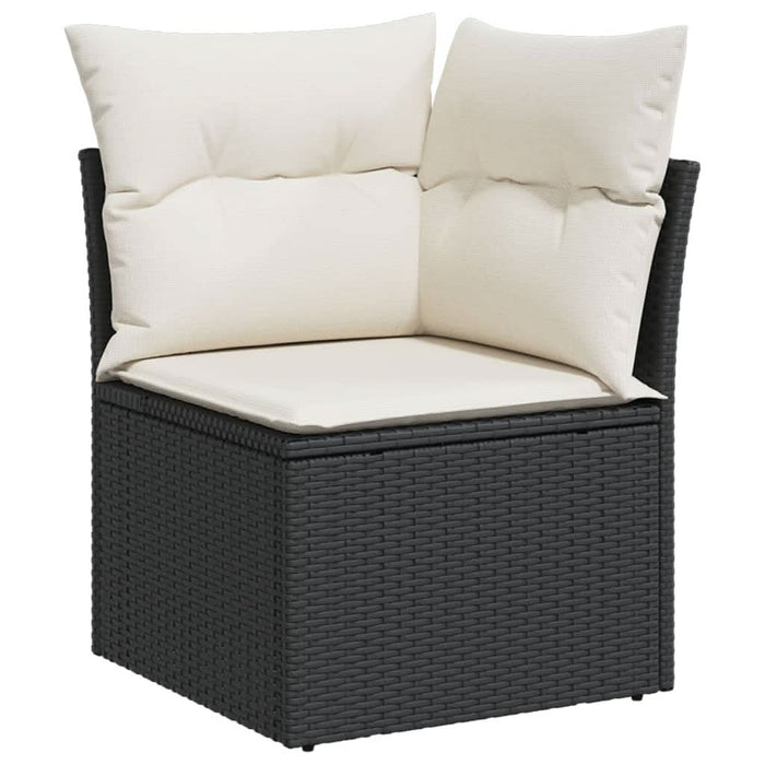 Set mobilier de grădină cu perne, 8 piese, negru, poliratan - WALTI WALTI
