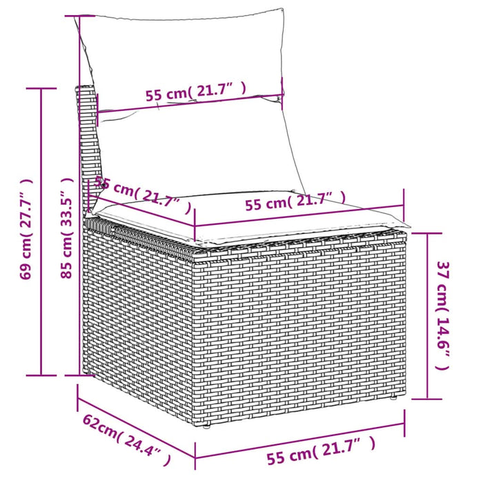 Set mobilier de grădină cu perne, 8 piese, negru, poliratan - WALTI WALTI