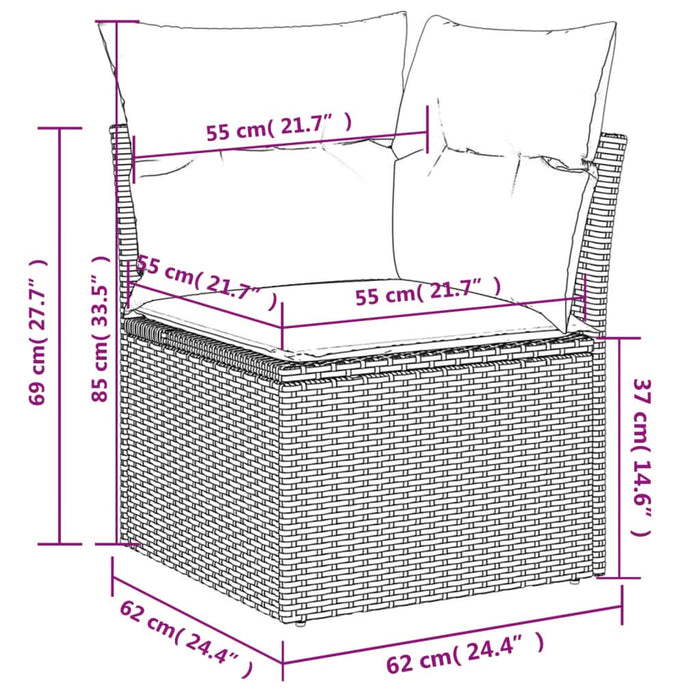 Set mobilier de grădină cu perne, 8 piese, negru, poliratan - WALTI WALTI