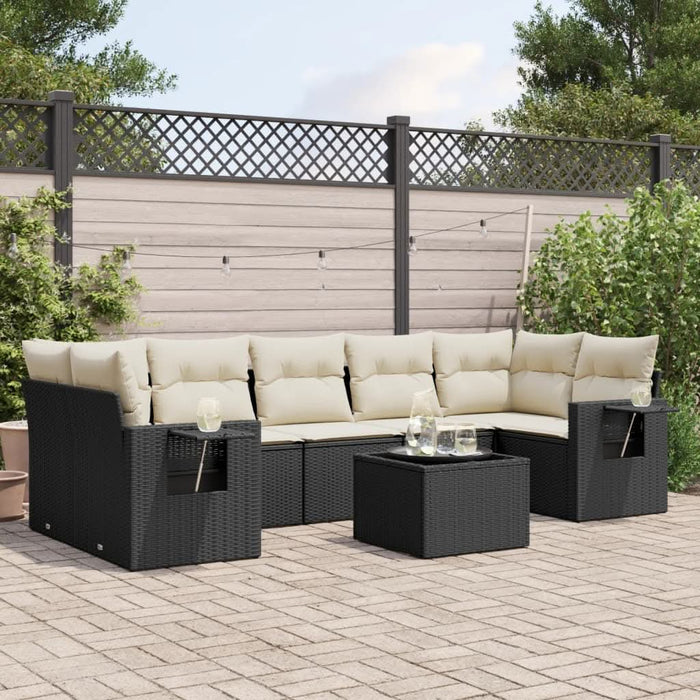 Set mobilier de grădină cu perne, 8 piese, negru, poliratan - WALTI WALTI
