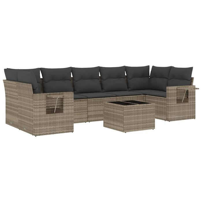 Set mobilier de grădină cu perne, 8 piese gri deschis poliratan - WALTI WALTI