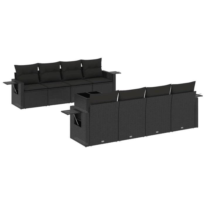 Set mobilier de grădină cu perne, 9 piese, negru, poliratan - WALTI WALTI