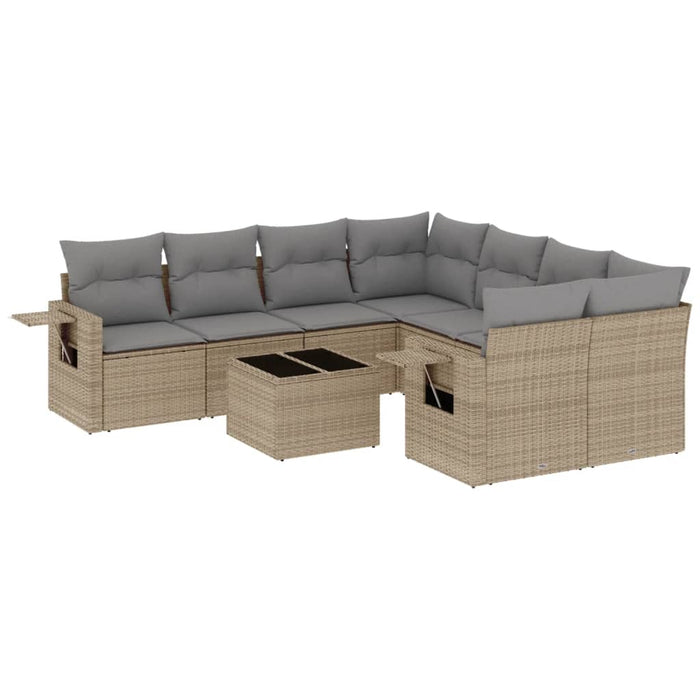 Set canapele de grădină, 9 piese, cu perne, bej, poliratan - WALTI WALTI