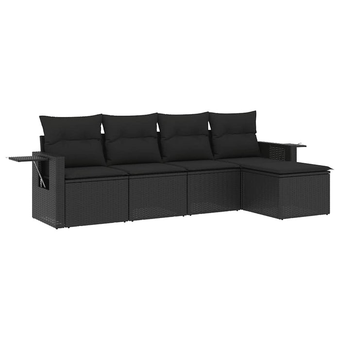 Set mobilier de grădină cu perne, 5 piese, negru, poliratan - WALTI WALTI