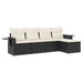 Set mobilier de grădină cu perne, 5 piese, negru, poliratan - WALTI WALTI