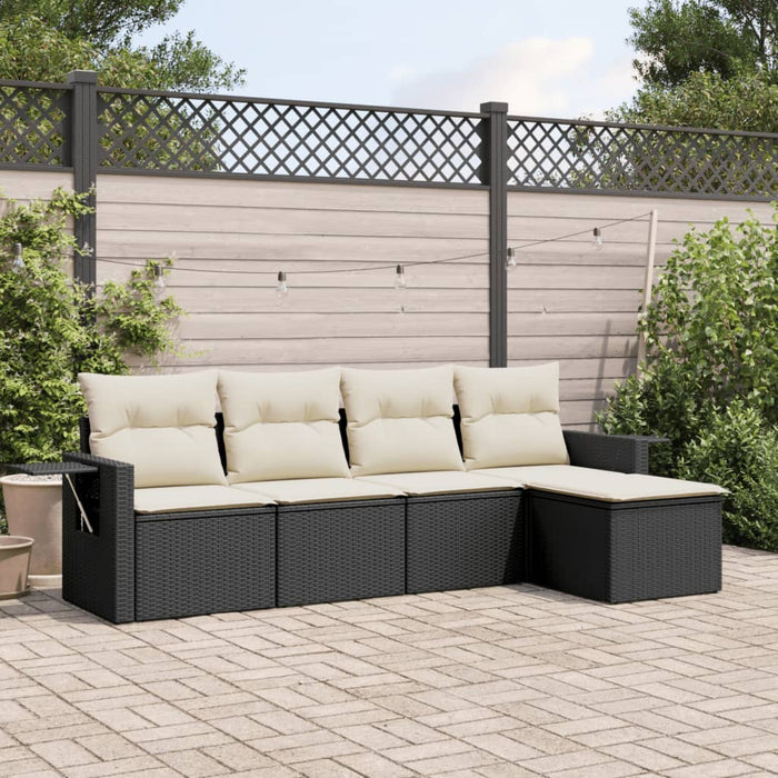 Set mobilier de grădină cu perne, 5 piese, negru, poliratan - WALTI WALTI