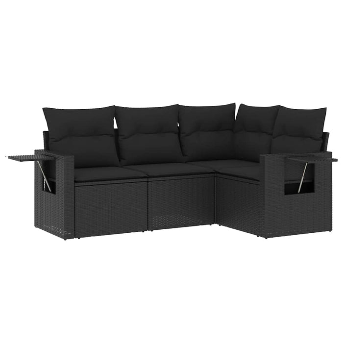 Set mobilier de grădină cu perne, 4 piese, negru, poliratan - WALTI WALTI