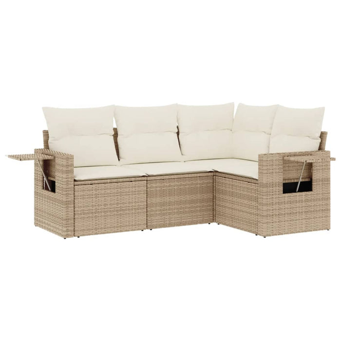 Set canapele de grădină, 4 piese, cu perne, bej, poliratan WALTI