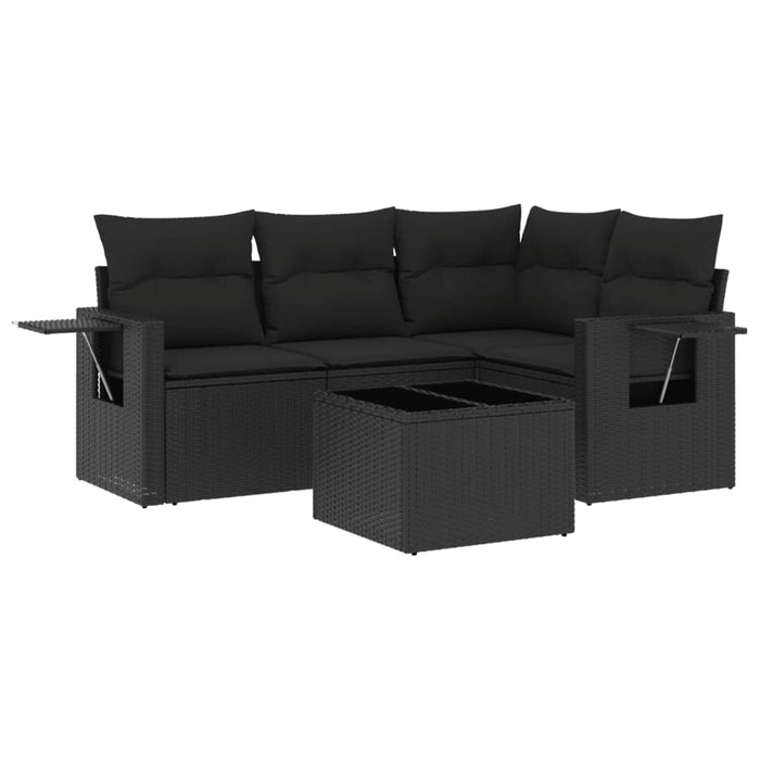 Set mobilier de grădină cu perne, 5 piese, negru, poliratan - WALTI WALTI