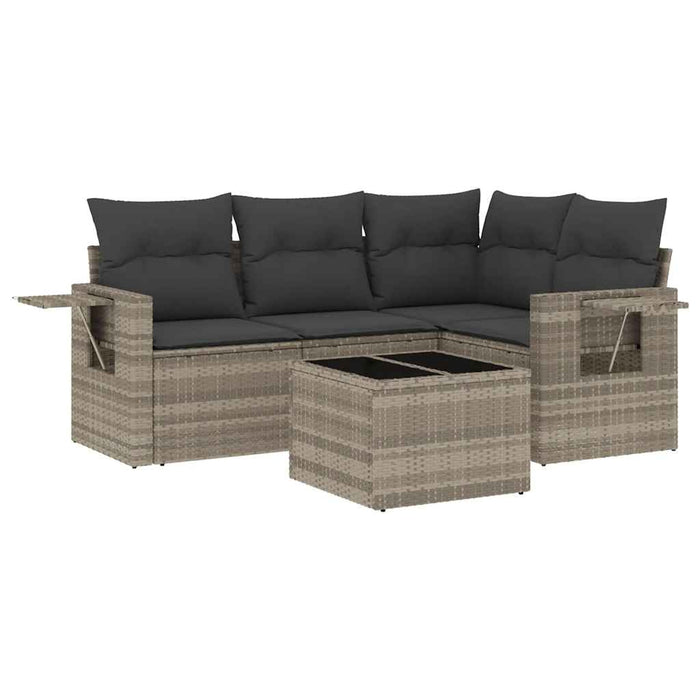 Set canapele de grădină cu perne, 5 piese gri deschis poliratan - WALTI WALTI