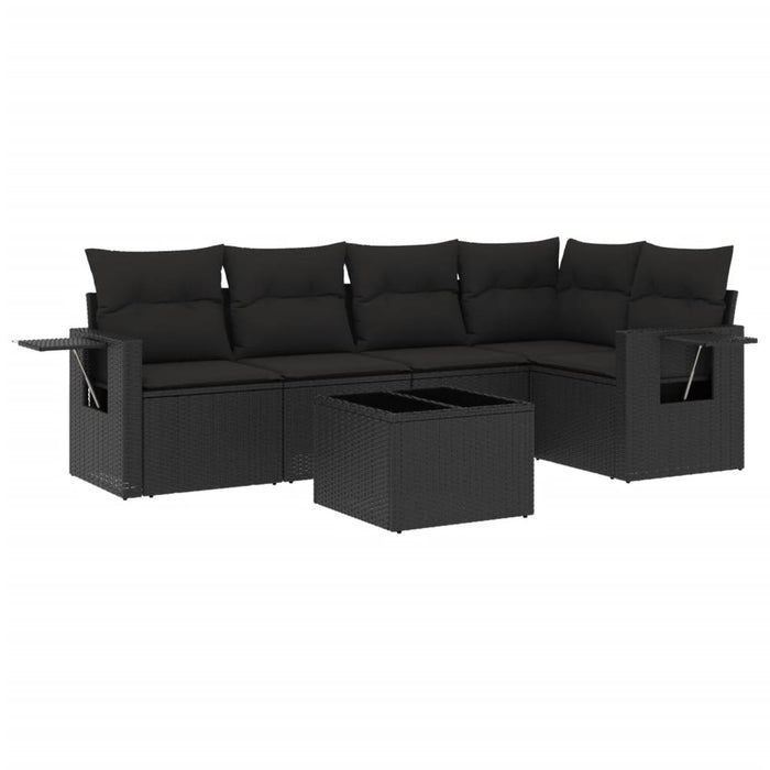 Set mobilier de grădină cu perne, 6 piese, negru, poliratan - WALTI WALTI