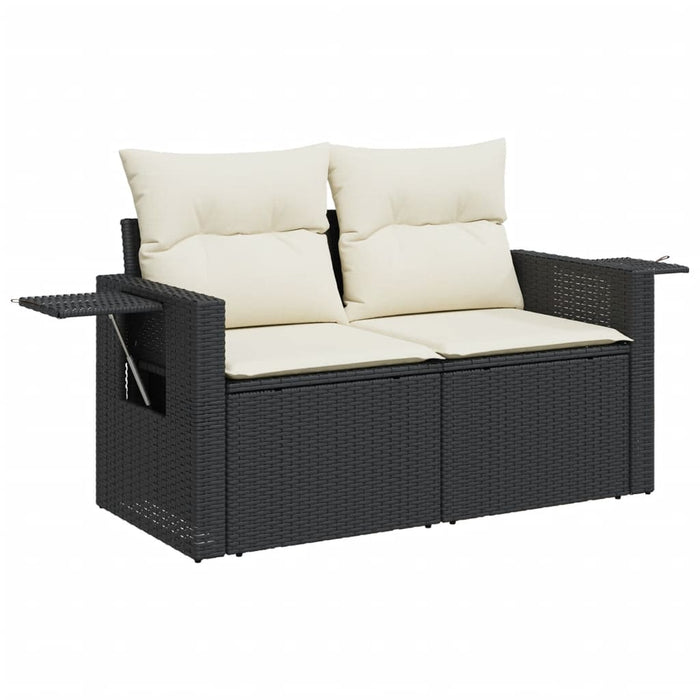 Set mobilier de grădină cu perne, 5 piese, negru, poliratan WALTI