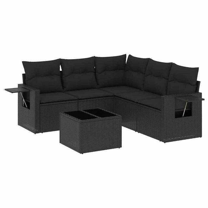 Set mobilier de grădină cu perne, 6 piese, negru, poliratan - WALTI WALTI