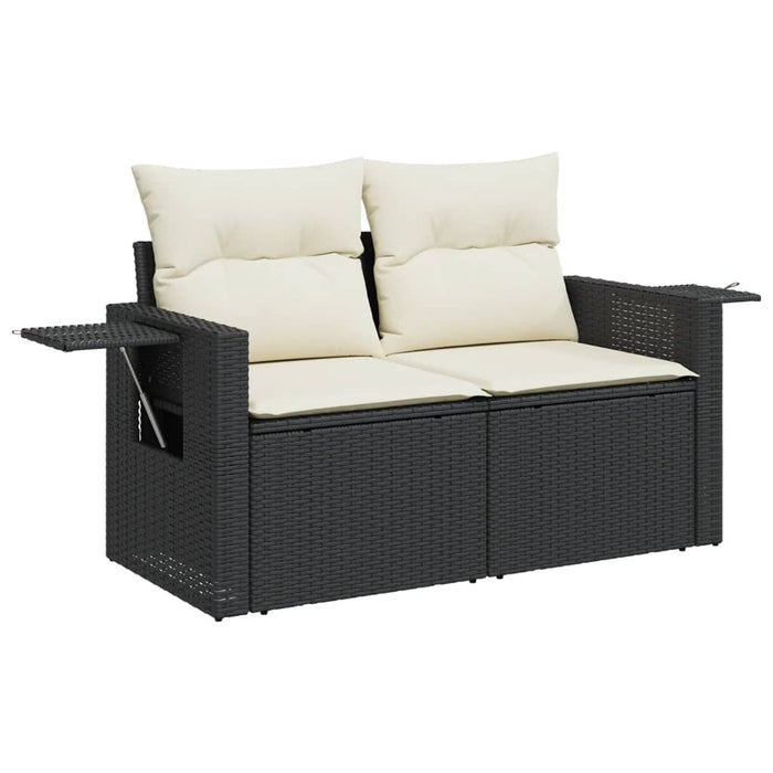 Set mobilier de grădină cu perne, 5 piese, negru, poliratan WALTI