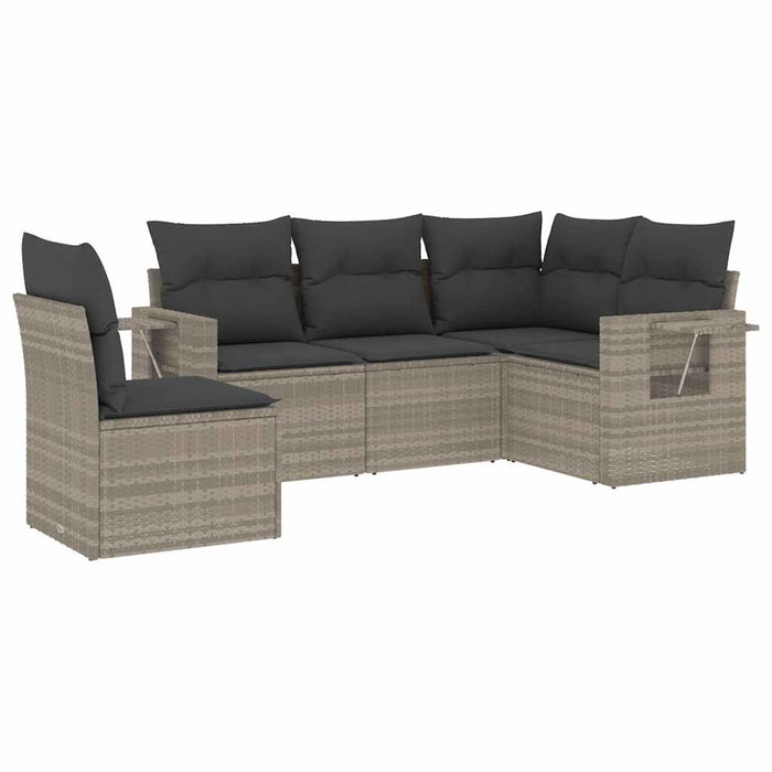 Set canapele de grădină cu perne, 5 piese gri deschis poliratan - WALTI WALTI