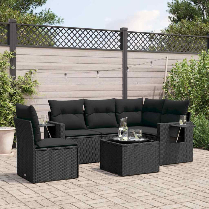 Set mobilier de grădină cu perne, 6 piese, negru, poliratan - WALTI WALTI