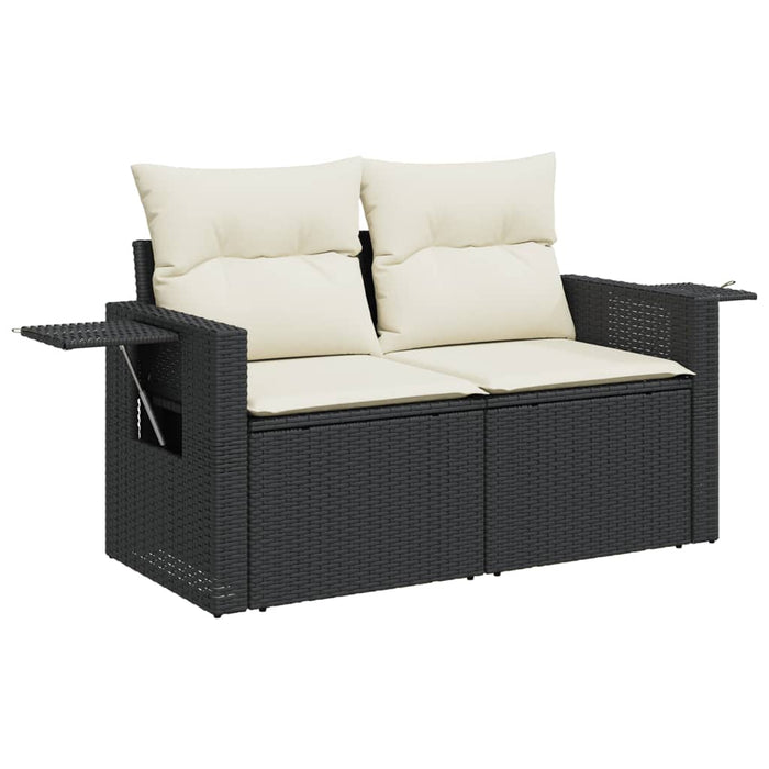 Set mobilier de grădină cu perne, 6 piese, negru, poliratan WALTI