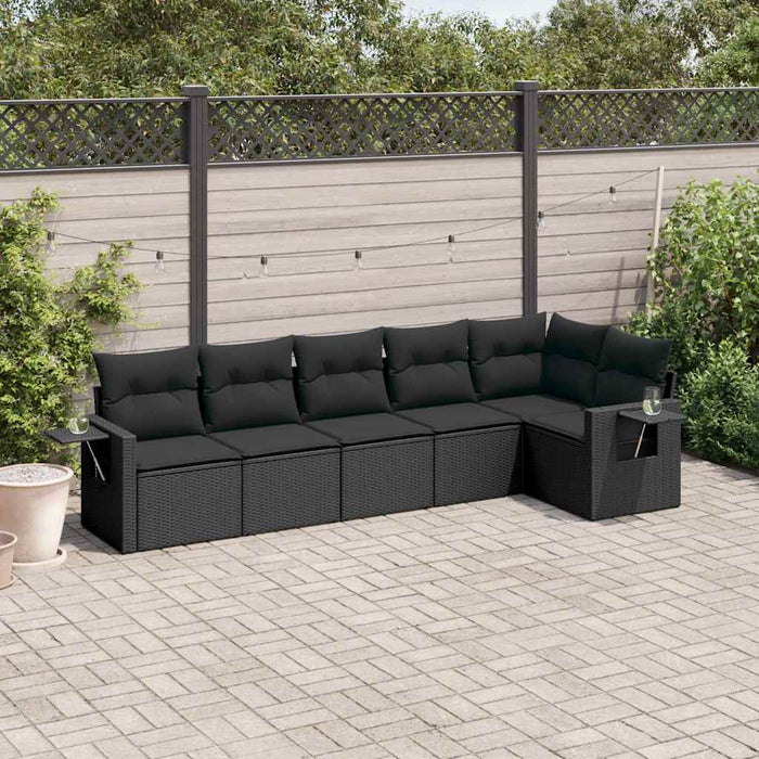 Set mobilier de grădină cu perne, 6 piese, negru, poliratan - WALTI WALTI