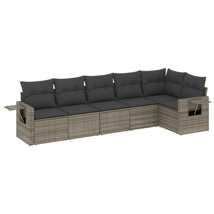 Set mobilier grădină cu perne, 6 piese, gri, poliratan - WALTI WALTI