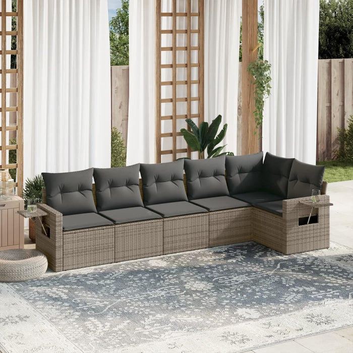 Set mobilier grădină cu perne, 6 piese, gri, poliratan - WALTI WALTI