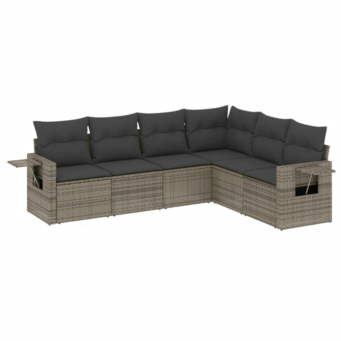 Set mobilier grădină cu perne, 6 piese, gri, poliratan - WALTI WALTI