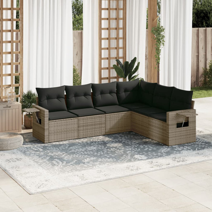 Set mobilier grădină cu perne, 6 piese, gri, poliratan - WALTI WALTI