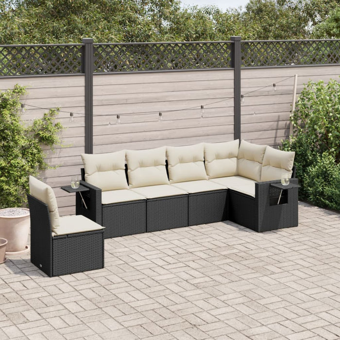Set mobilier de grădină cu perne, 6 piese, negru, poliratan - WALTI WALTI
