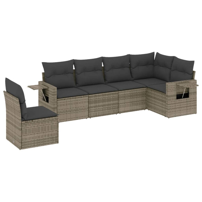 Set mobilier grădină cu perne, 6 piese, gri, poliratan - WALTI WALTI
