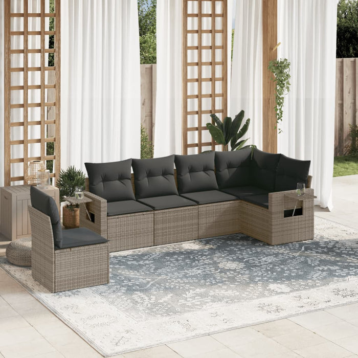 Set mobilier grădină cu perne, 6 piese, gri, poliratan - WALTI WALTI