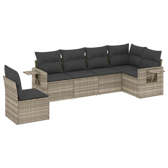 Set canapele de grădină cu perne, 6 piese gri deschis poliratan - WALTI WALTI