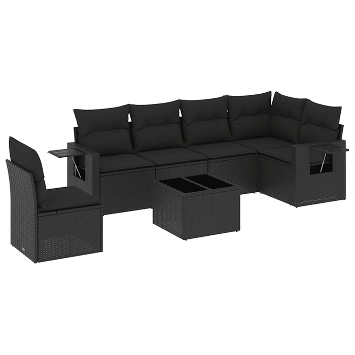 Set canapele de grădină cu perne, 7 piese, negru, poliratan - WALTI WALTI