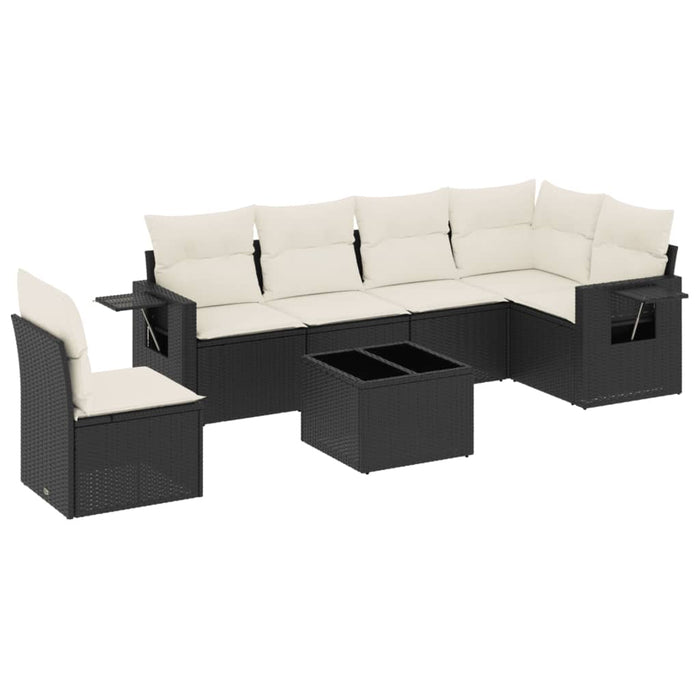 Set canapele de grădină cu perne, 7 piese, negru, poliratan - WALTI WALTI