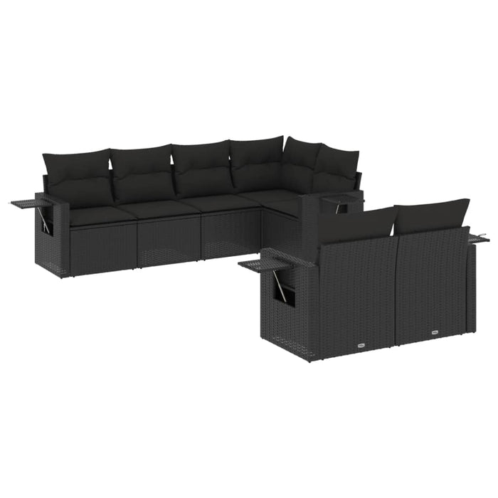 Set canapele de grădină cu perne, 7 piese, negru, poliratan - WALTI WALTI