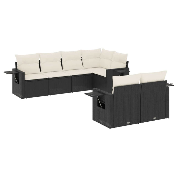 Set canapele de grădină cu perne, 7 piese, negru, poliratan - WALTI WALTI